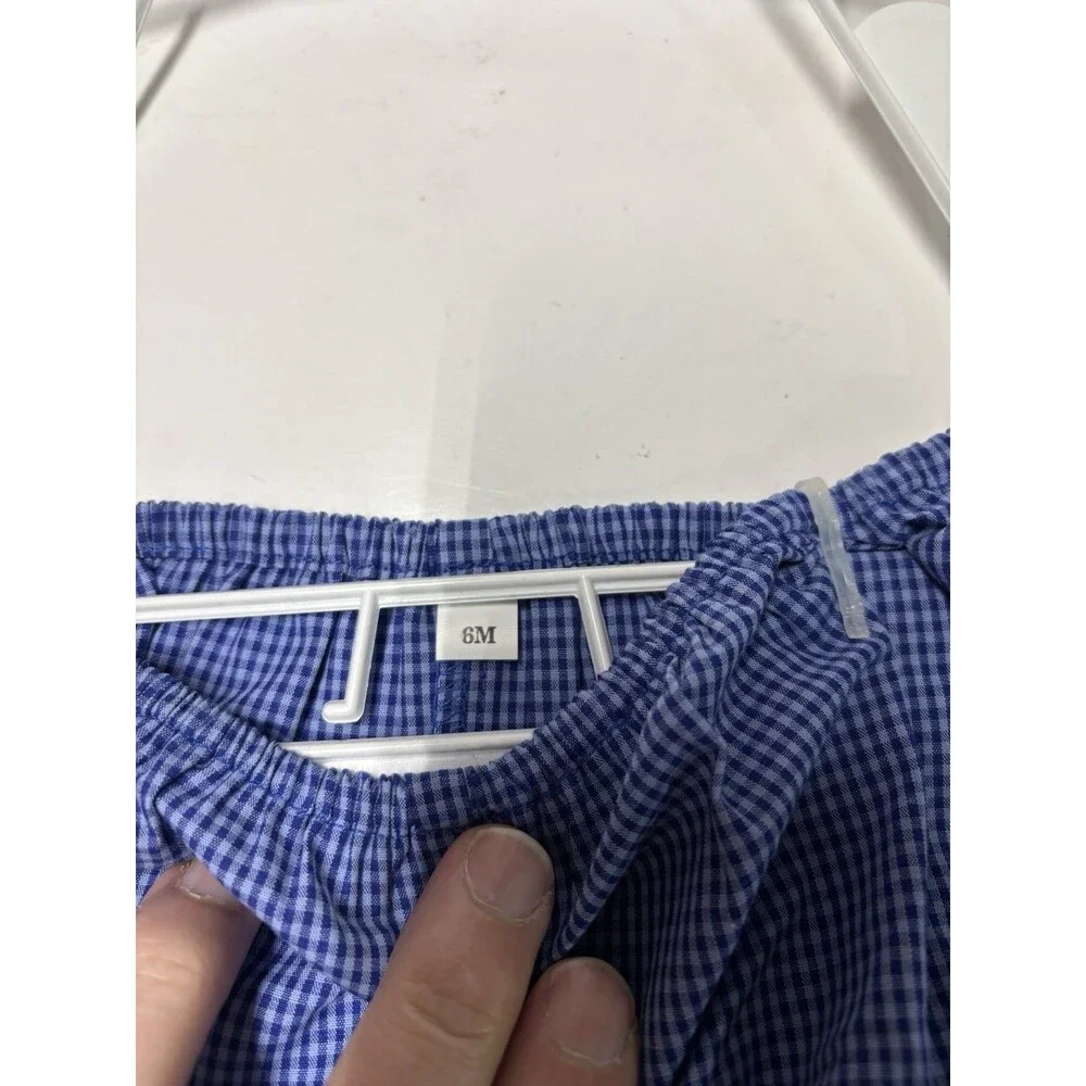 Petit Ami 6M Blue Gingham Hand Smocked Bishop Dress w/ Bloomers NWT